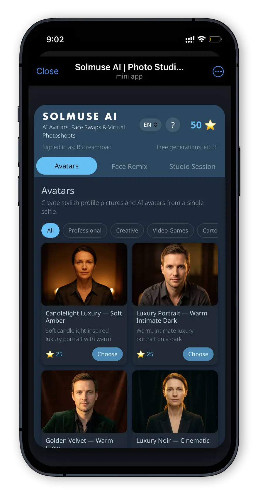 Solmuse AI interface preview